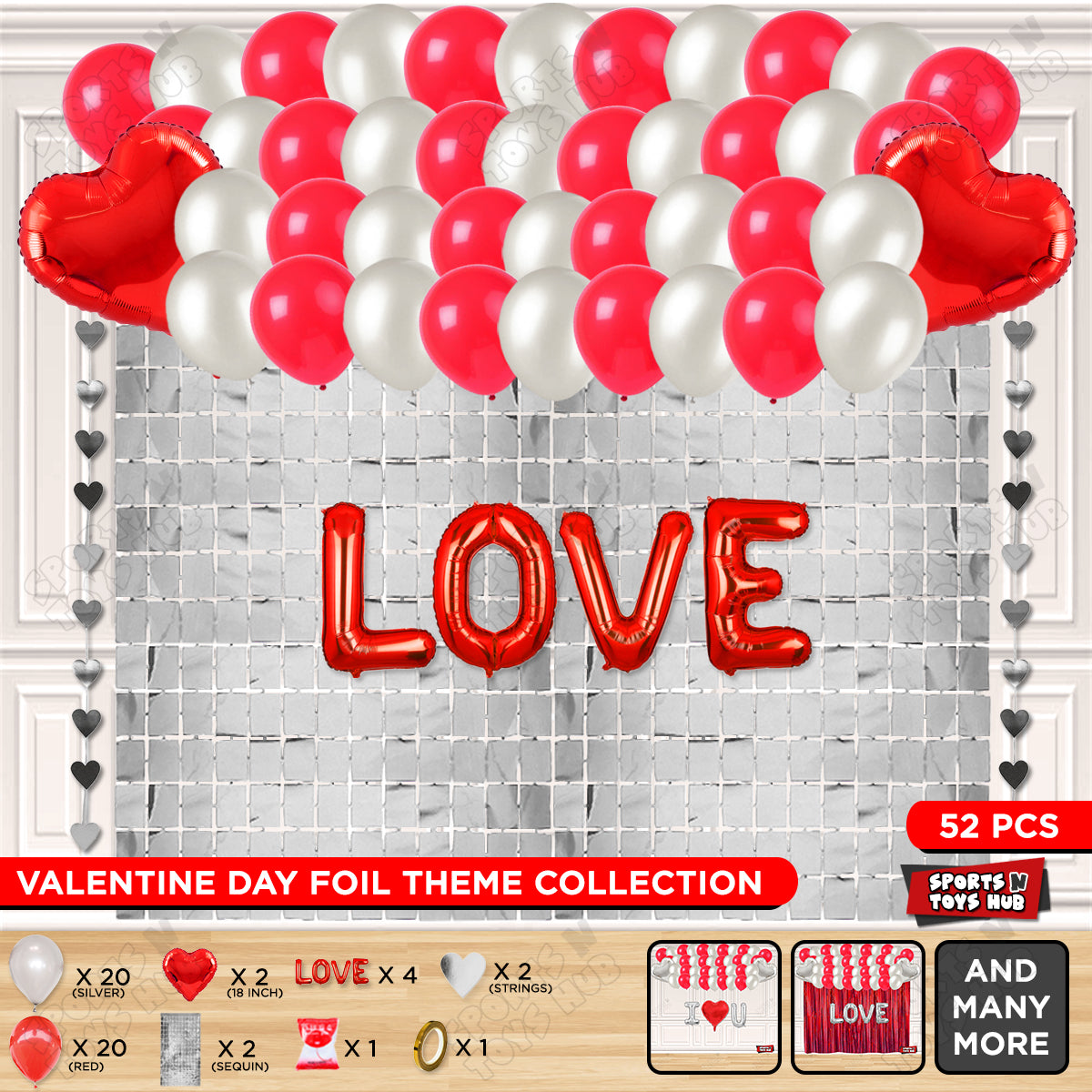 Love Foil Letter Rectangle Curtain Theme Collection