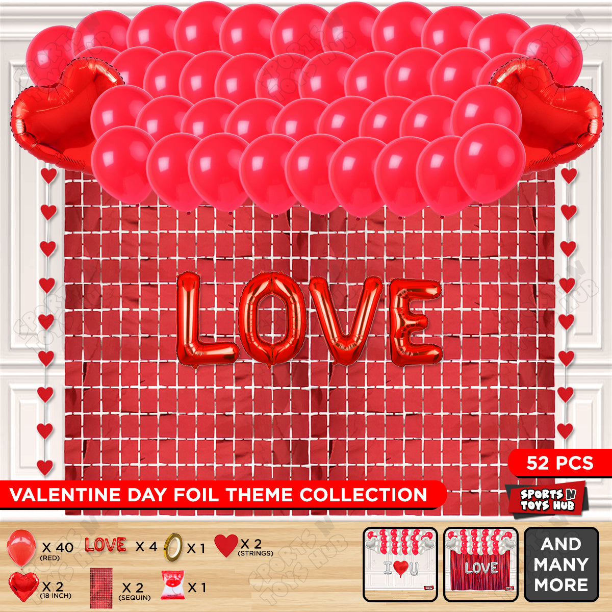 Love Foil Letter Rectangle Curtain Theme Collection