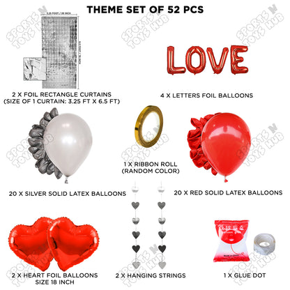 Love Foil Letter Rectangle Curtain Theme Collection