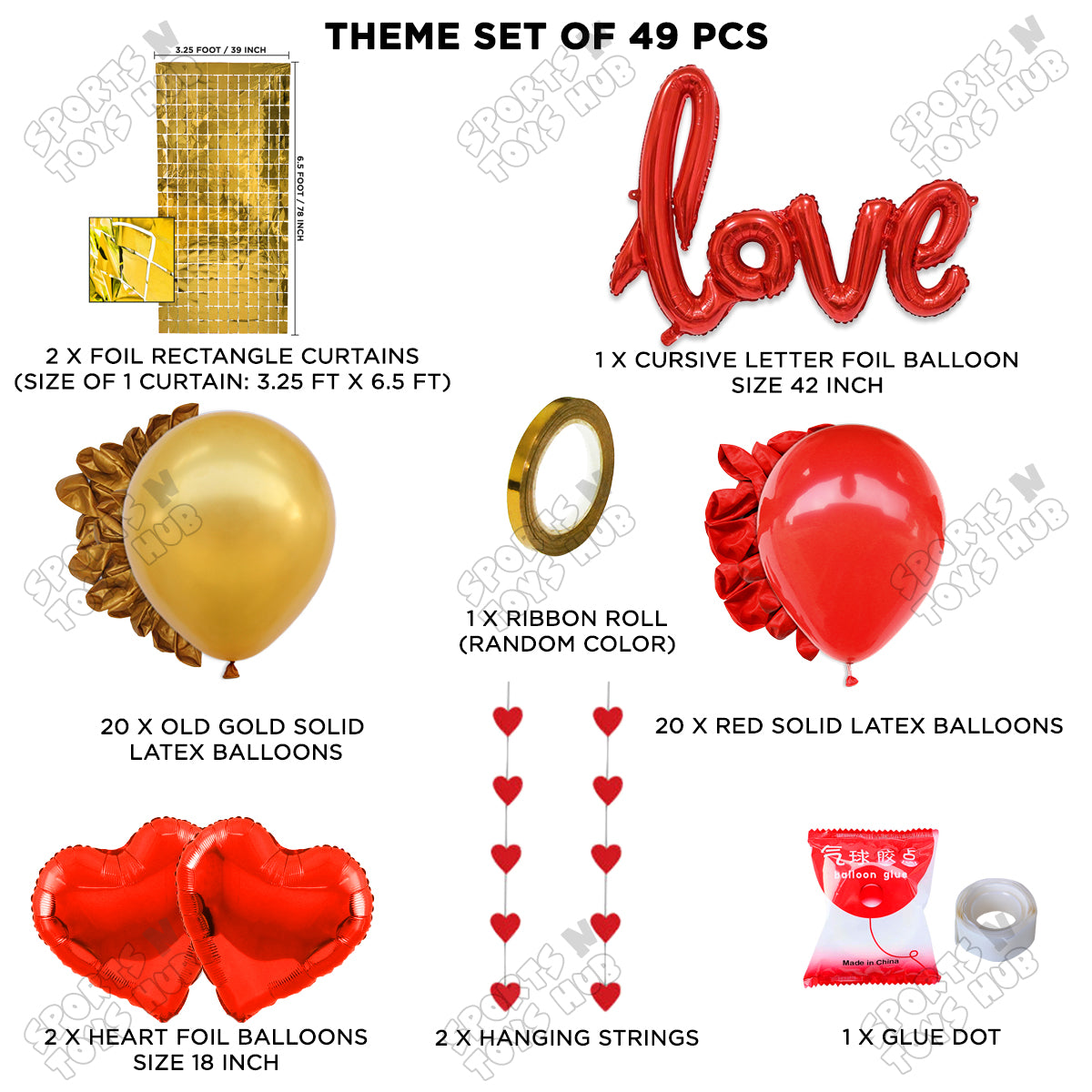 Love Cursive Foil Letter Rectangle Curtain Theme Collection