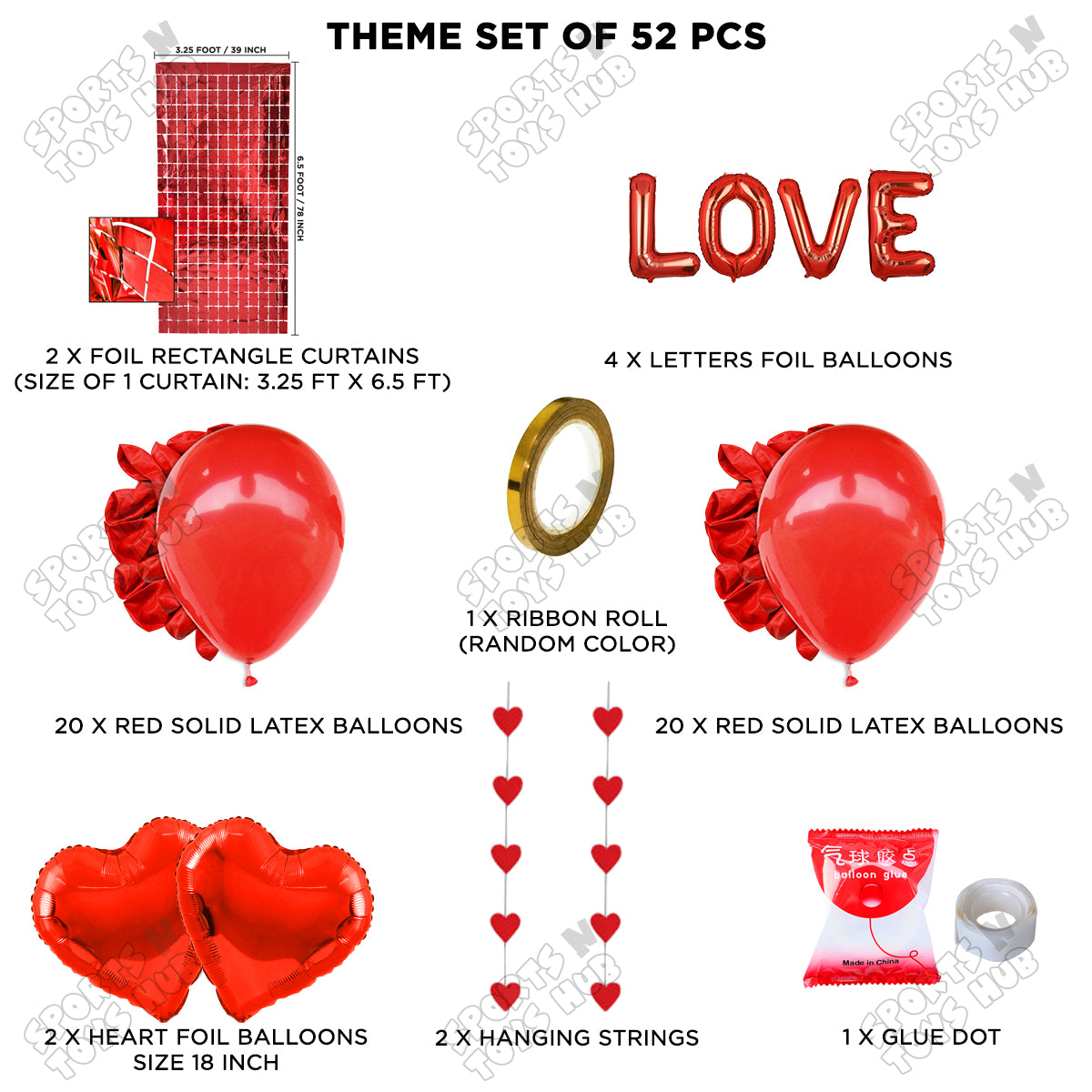 Love Foil Letter Rectangle Curtain Theme Collection