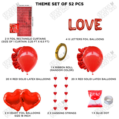 Love Foil Letter Rectangle Curtain Theme Collection