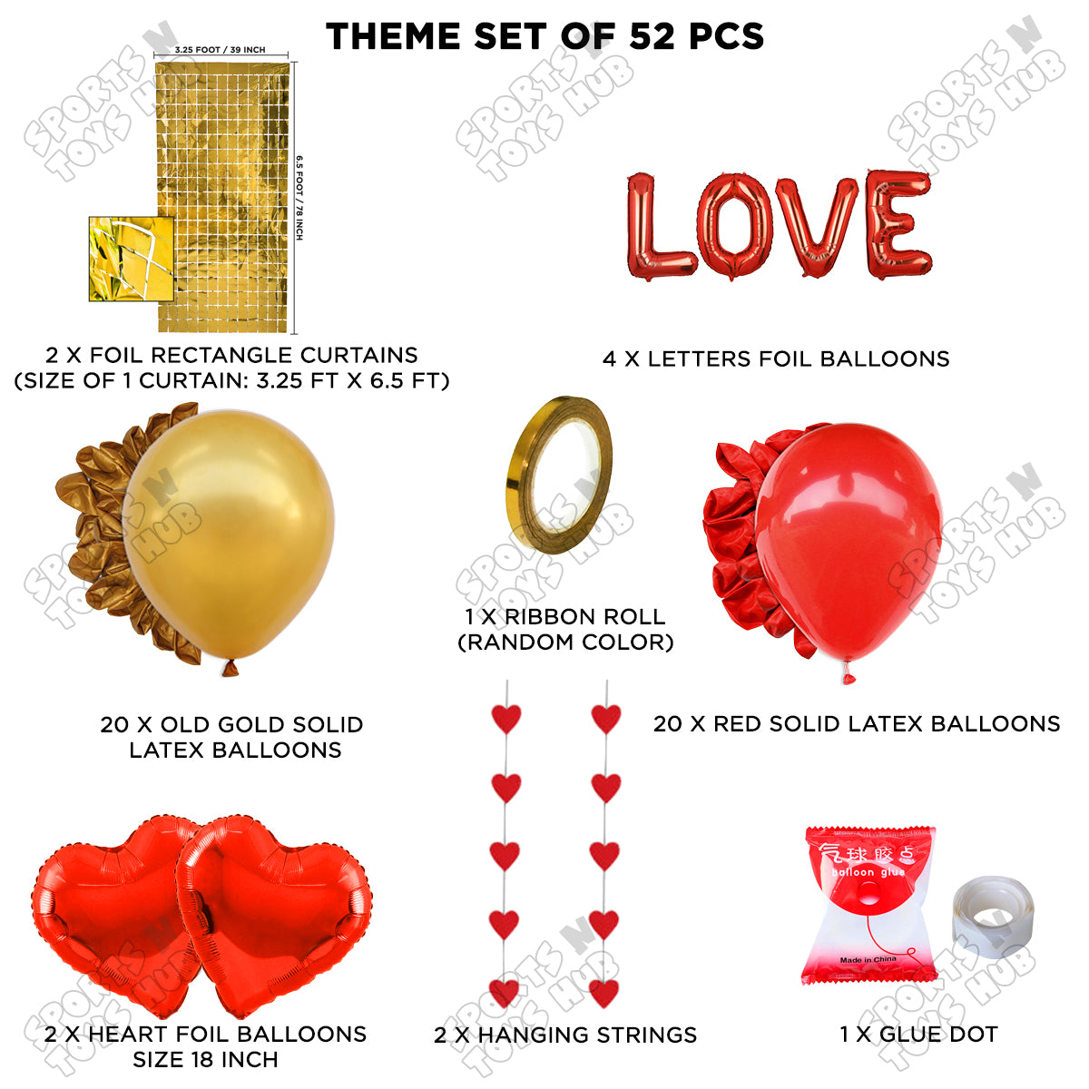 Love Foil Letter Rectangle Curtain Theme Collection
