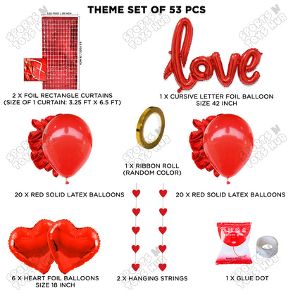 Jumbo Love Foil Balloon Set Rectangle Curtain Theme Collection