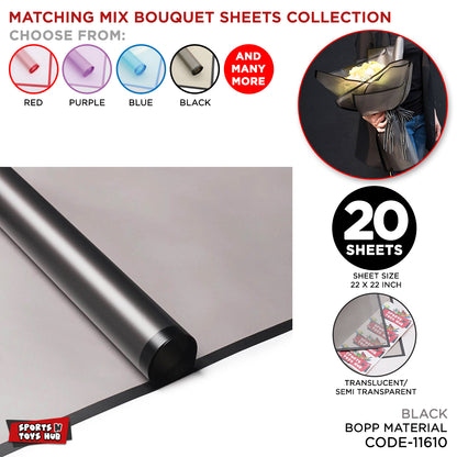 New Matching Mix - Frosted Wrapping Paper with Coloured Border - Floral Bouquet Wrapping Sheets