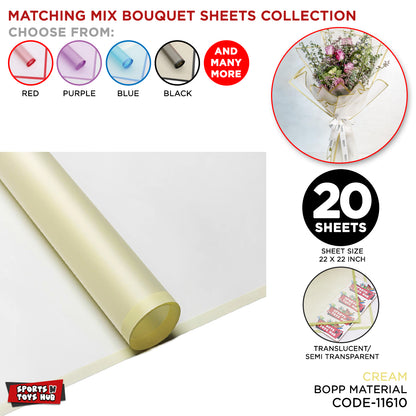 New Matching Mix - Frosted Wrapping Paper with Coloured Border - Floral Bouquet Wrapping Sheets