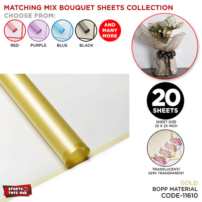 New Matching Mix - Frosted Wrapping Paper with Coloured Border - Floral Bouquet Wrapping Sheets