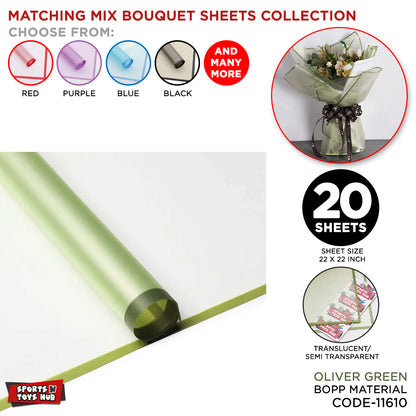 New Matching Mix - Frosted Wrapping Paper with Coloured Border - Floral Bouquet Wrapping Sheets
