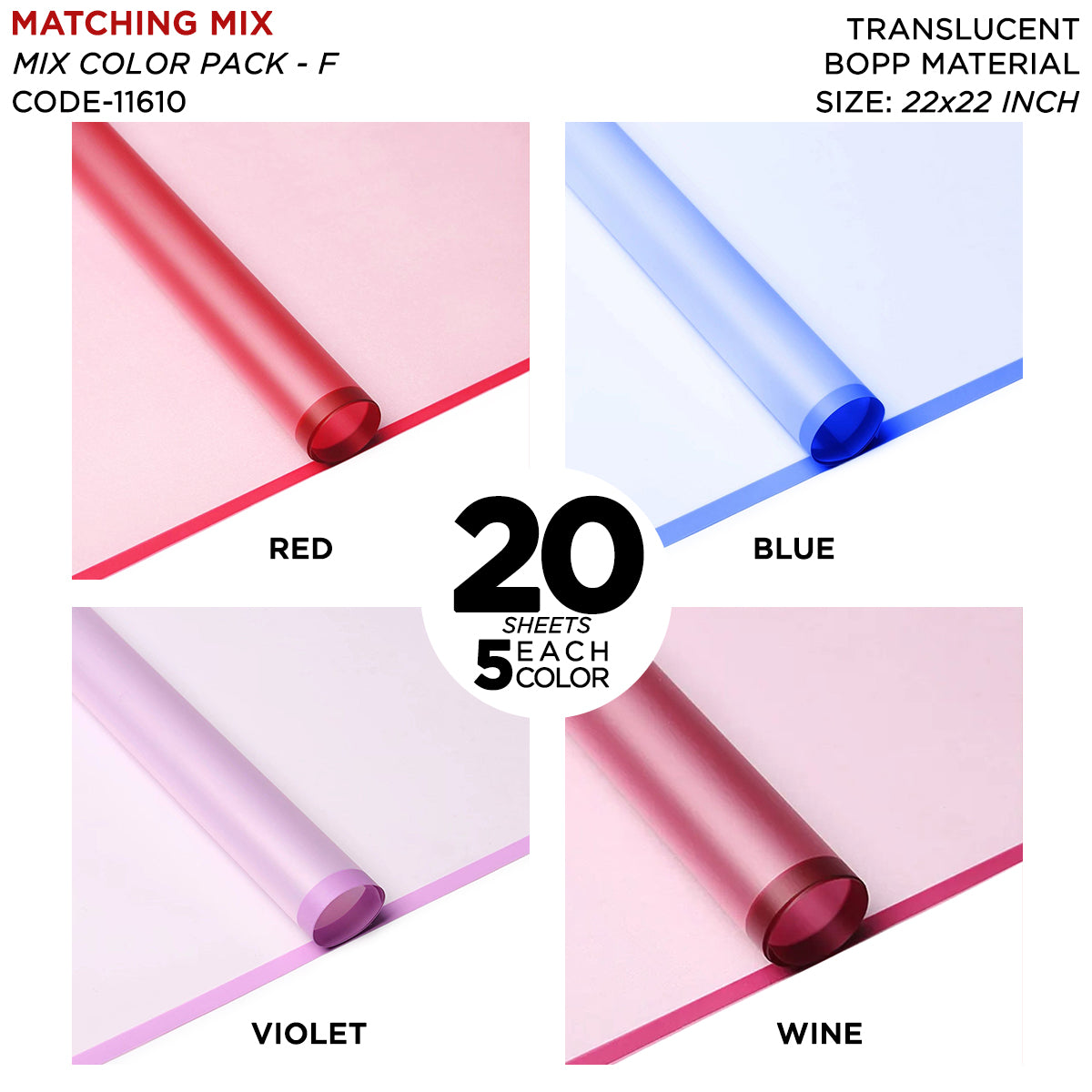 New Matching Mix - Frosted Wrapping Paper with Coloured Border - Floral Bouquet Wrapping Sheets