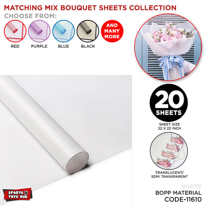 New Matching Mix - Frosted Wrapping Paper with Coloured Border - Floral Bouquet Wrapping Sheets