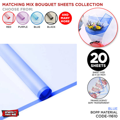 New Matching Mix - Frosted Wrapping Paper with Coloured Border - Floral Bouquet Wrapping Sheets