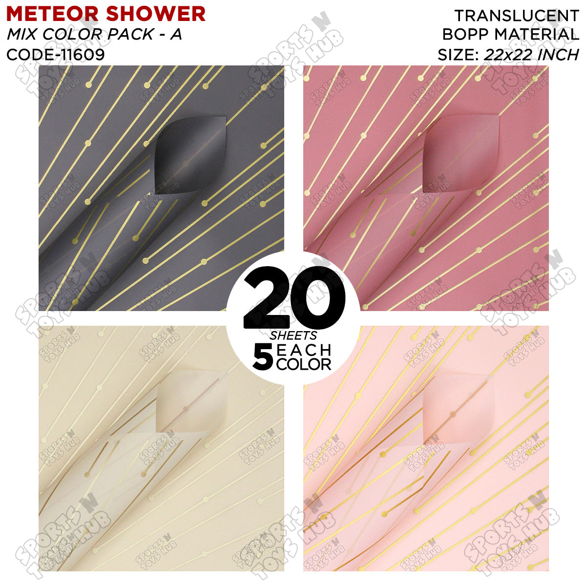 New Meteor Shower Linear Orbicular Pattern Translucent Floral Wrapping Sheets