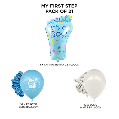 First Step Boy Feet Printed Balloon Collection