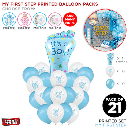 First Step Boy Feet Printed Balloon Collection