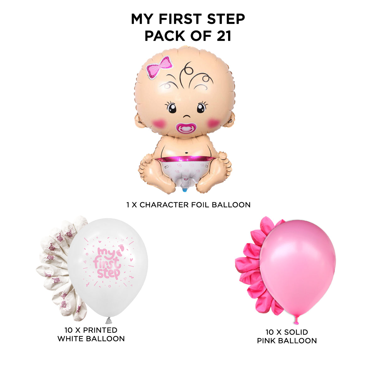 First Step Baby Girl Printed Balloon Collection