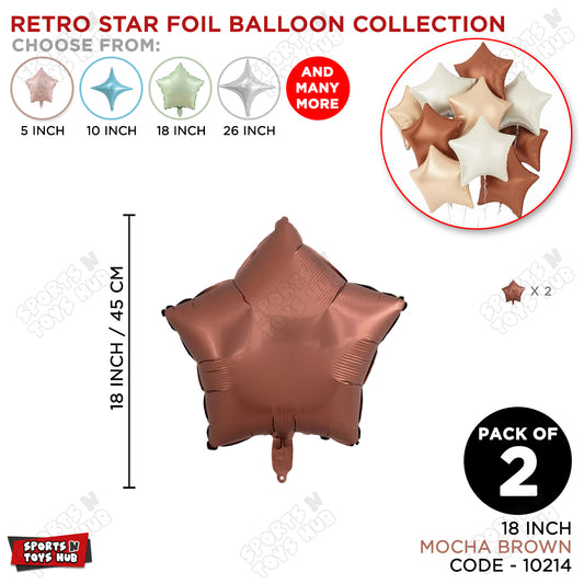 18 Inch - Retro Mocha Brown Star Foil Balloon