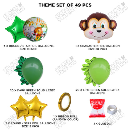 Jungle Safari Monkey Face Foil Balloon Set Theme