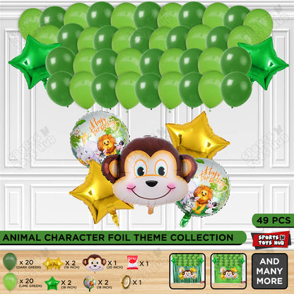 Jungle Safari Monkey Face Foil Balloon Set Theme
