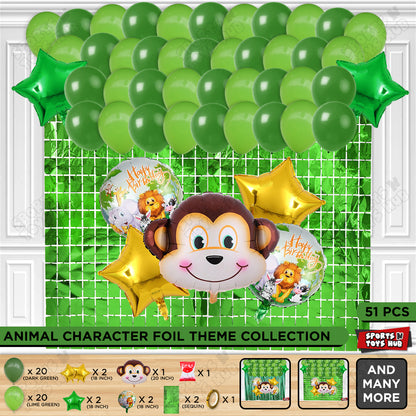 Jungle Safari Monkey Face Foil Balloon Set Theme