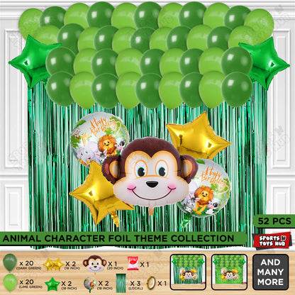 Jungle Safari Monkey Face Foil Balloon Set Theme