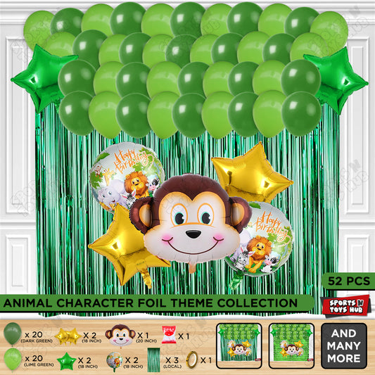Jungle Safari Monkey Face Foil Balloon Set Theme