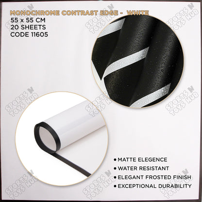 Monochrome Contrast Edge Translucent Floral Bouquet Wrapping Sheets