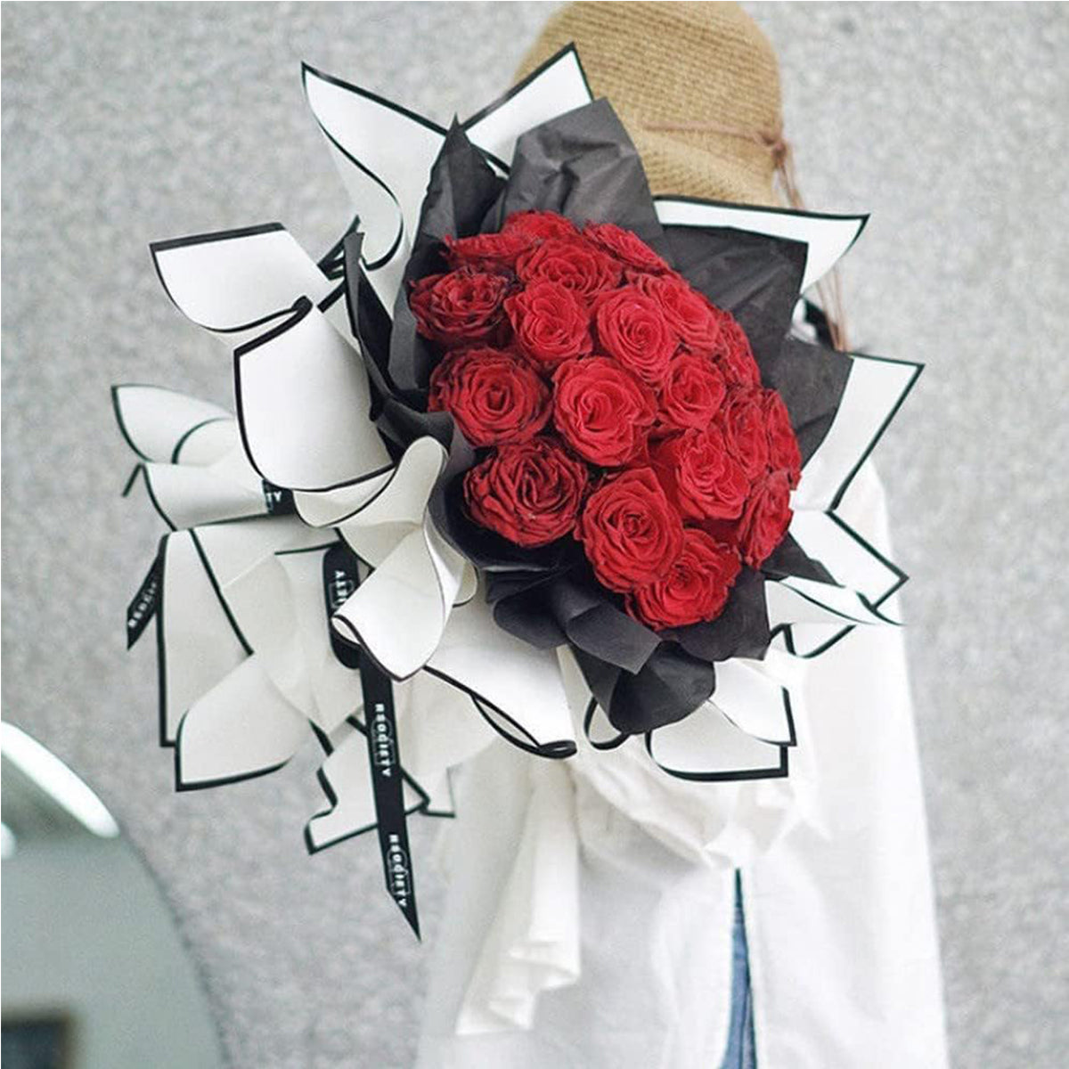 Monochrome Contrast Edge - Mix Color 20 Sheet Pack - Flower Wrapping Sheets