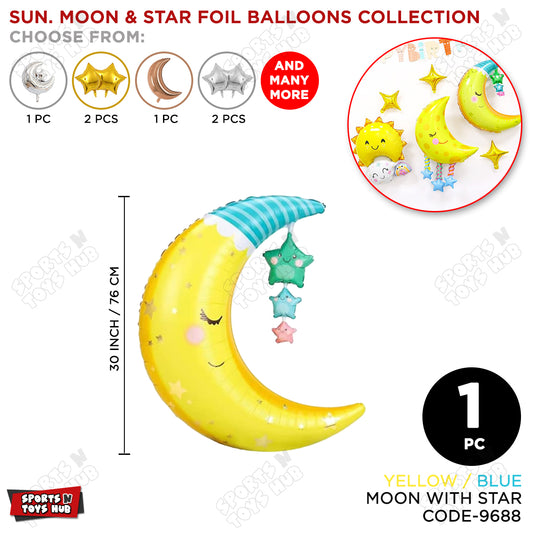 Crescent Moon with Star Foil Balloon