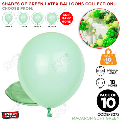 Soft Green Latex Macaron Balloons Available In 9, 12, 18 & 36 Inch Sizes