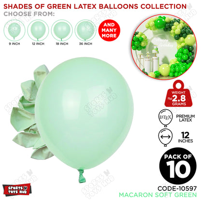 Soft Green Latex Macaron Balloons Available In 9, 12, 18 & 36 Inch Sizes
