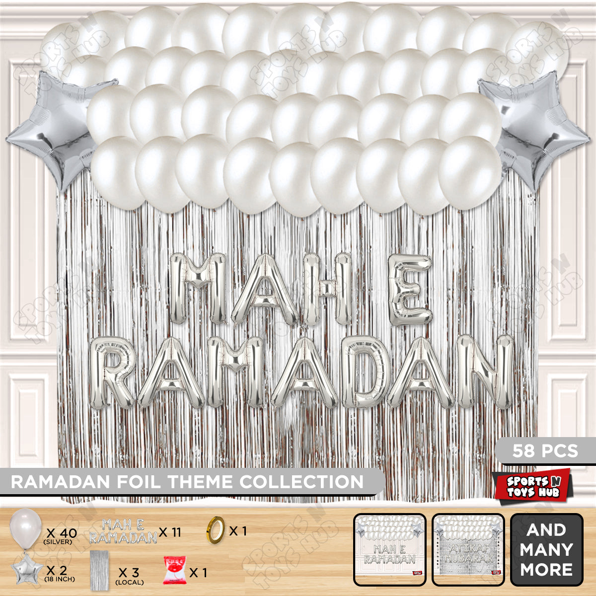 Mah E Ramadan Foil Balloon Curtain Theme Collection
