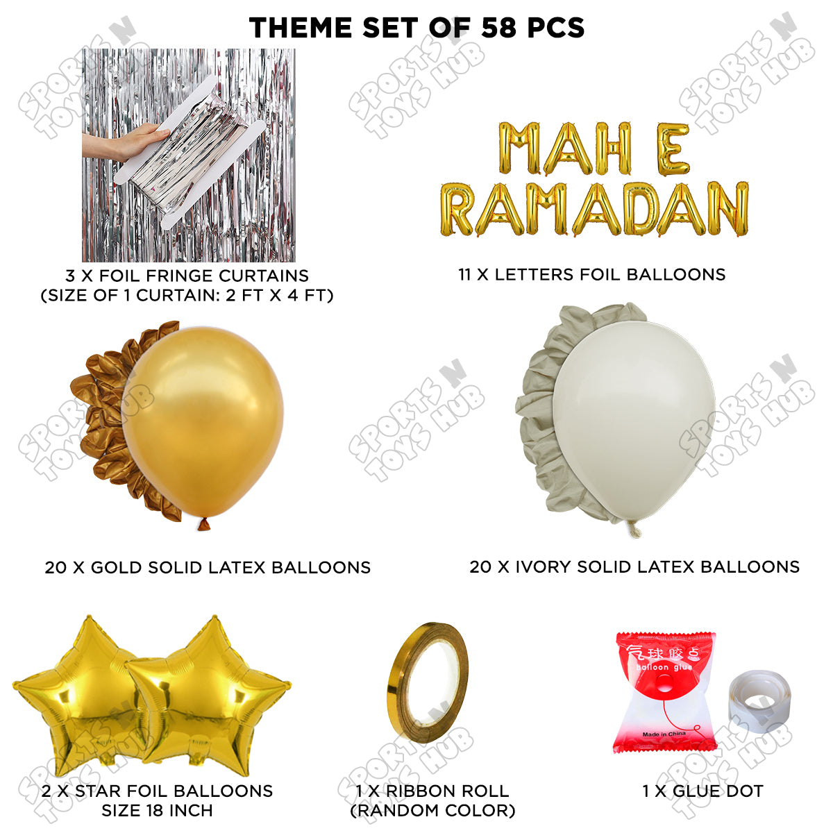 Mah E Ramadan Foil Balloon Curtain Theme Collection