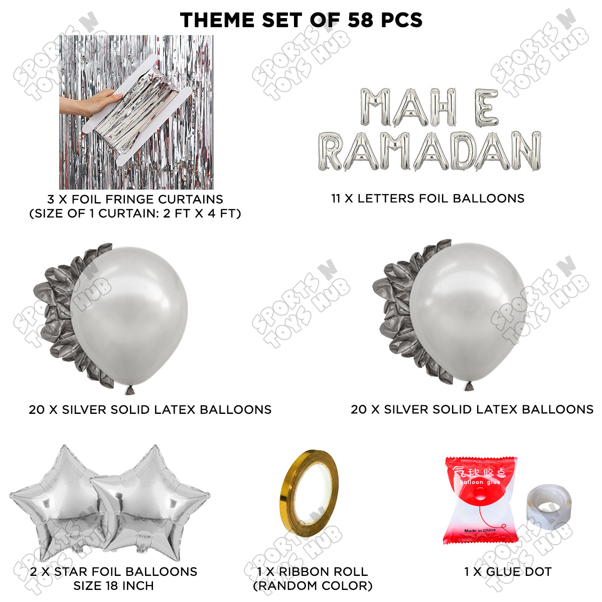 Mah E Ramadan Foil Balloon Curtain Theme Collection