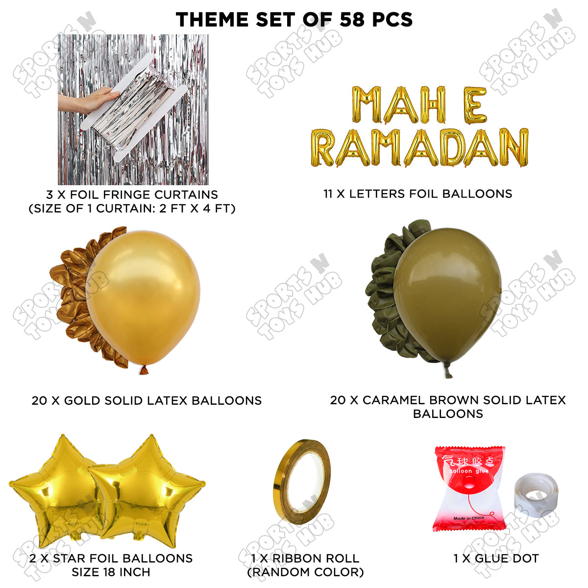 Mah E Ramadan Foil Balloon Curtain Theme Collection
