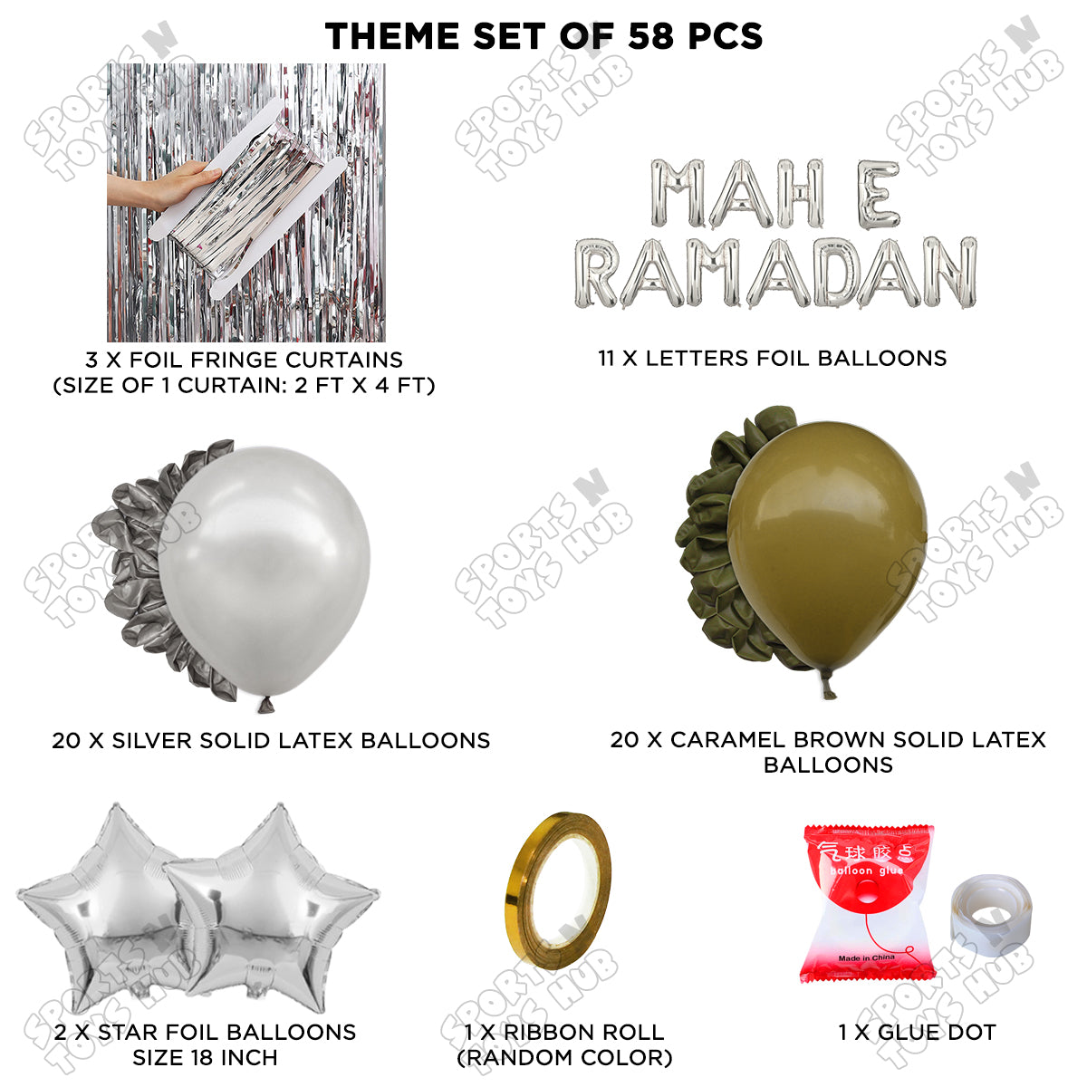 Mah E Ramadan Foil Balloon Curtain Theme Collection