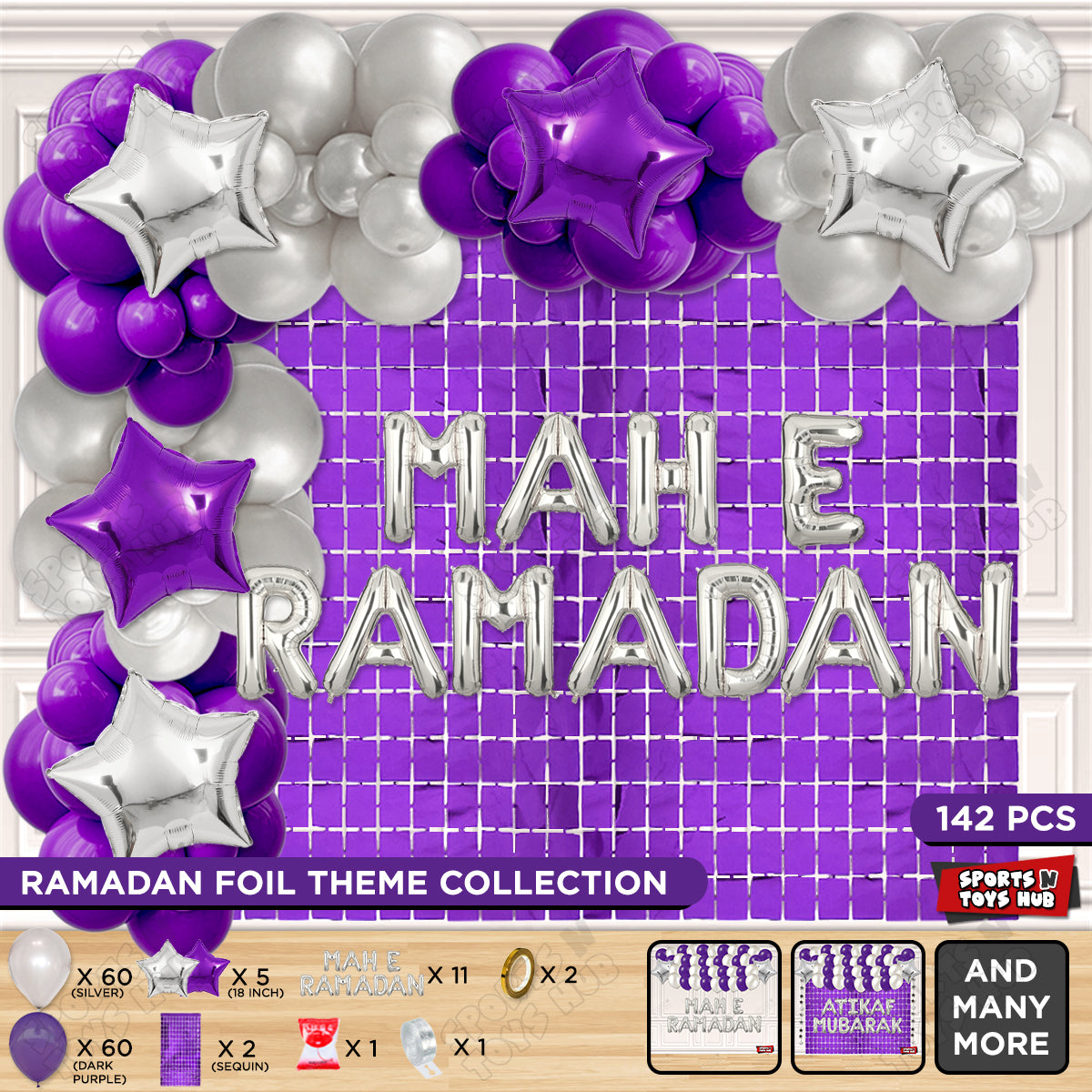 Mah E Ramadan Foil Balloon Arch Theme Collection