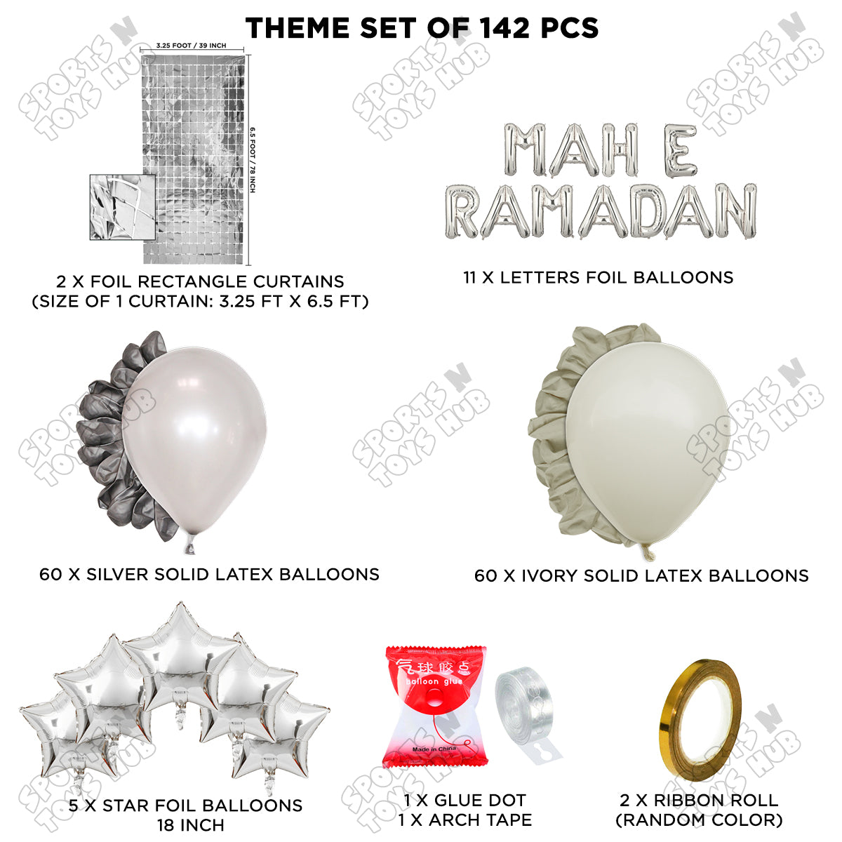 Mah E Ramadan Foil Balloon Arch Theme Collection