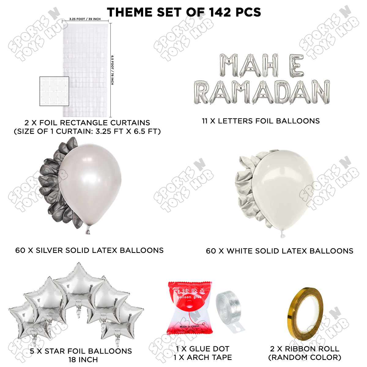 Mah E Ramadan Foil Balloon Arch Theme Collection