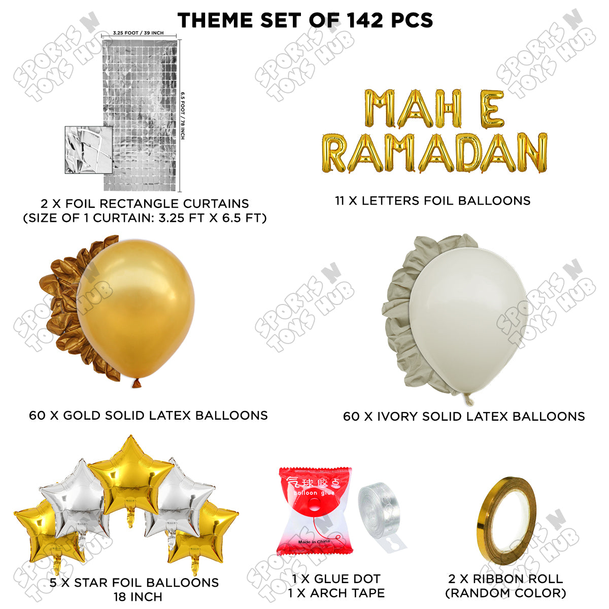 Mah E Ramadan Foil Balloon Arch Theme Collection