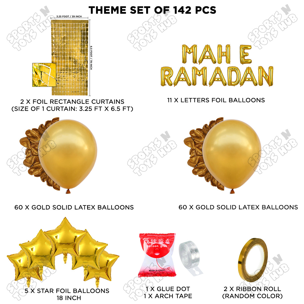 Mah E Ramadan Foil Balloon Arch Theme Collection