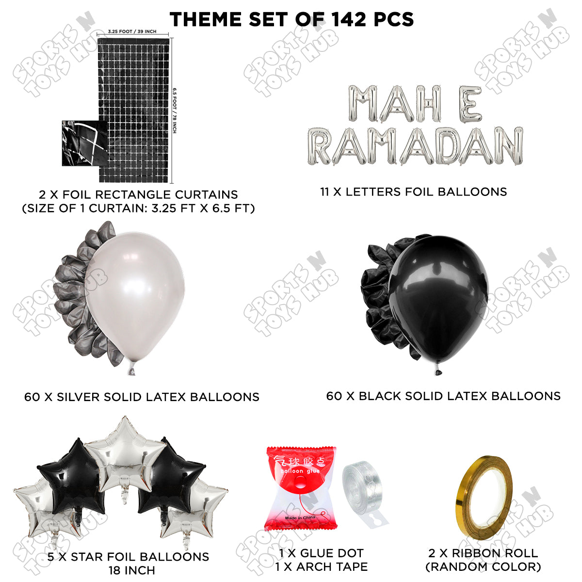 Mah E Ramadan Foil Balloon Arch Theme Collection