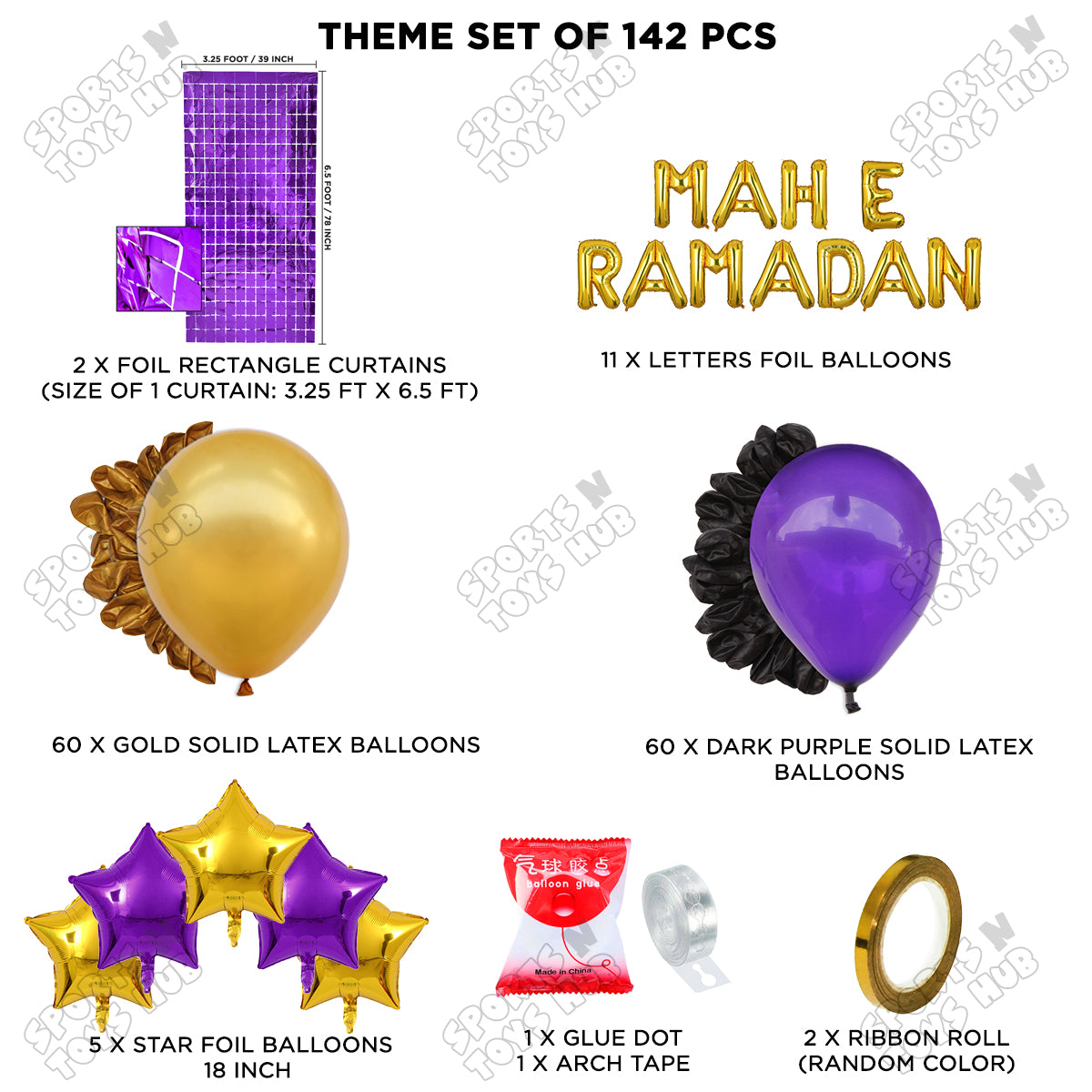 Mah E Ramadan Foil Balloon Arch Theme Collection