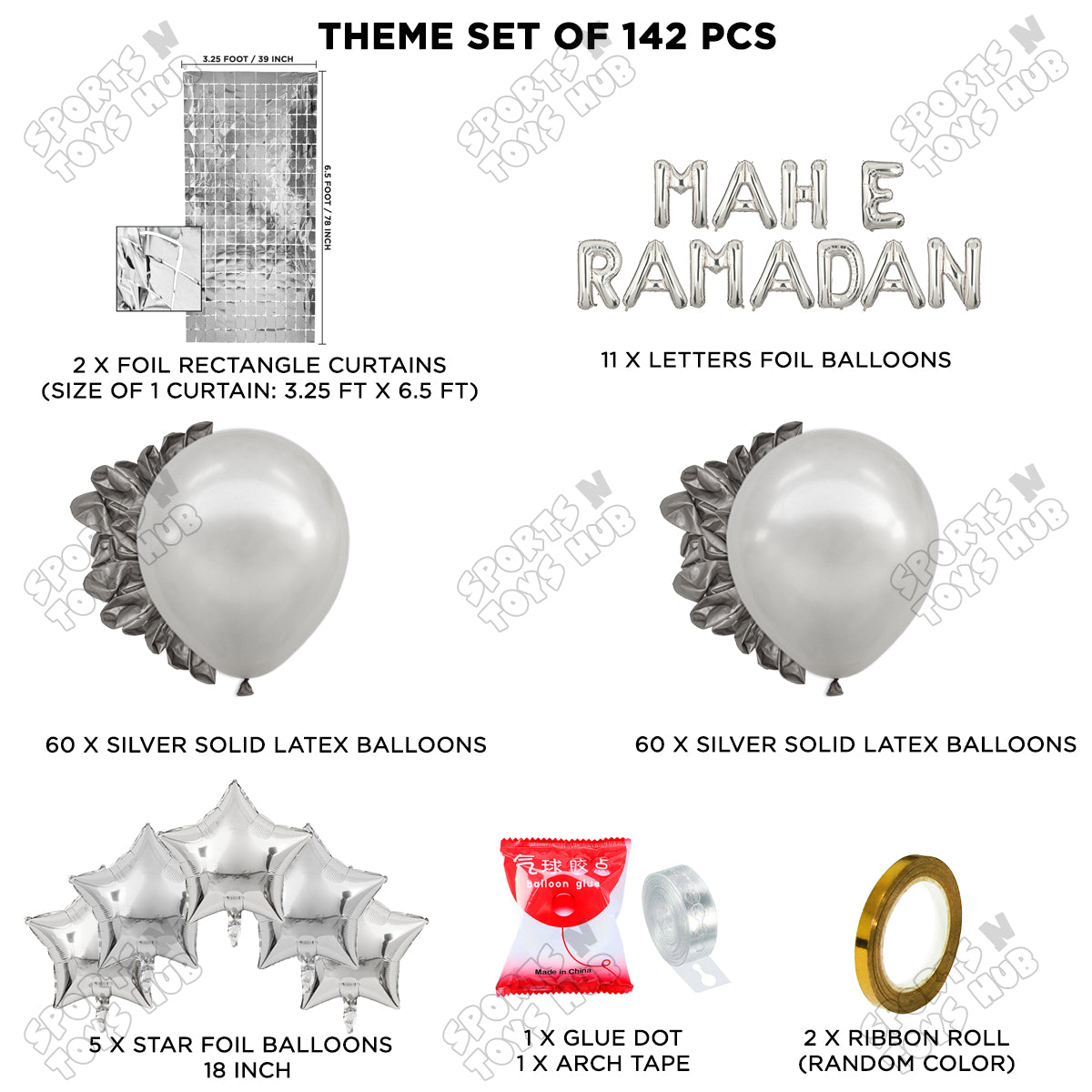 Mah E Ramadan Foil Balloon Arch Theme Collection