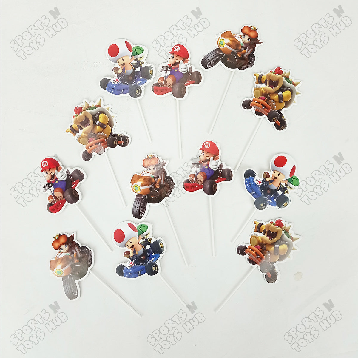 Super Mario Cartoon Game Characters Cup Cake Topper - 12 Pcs