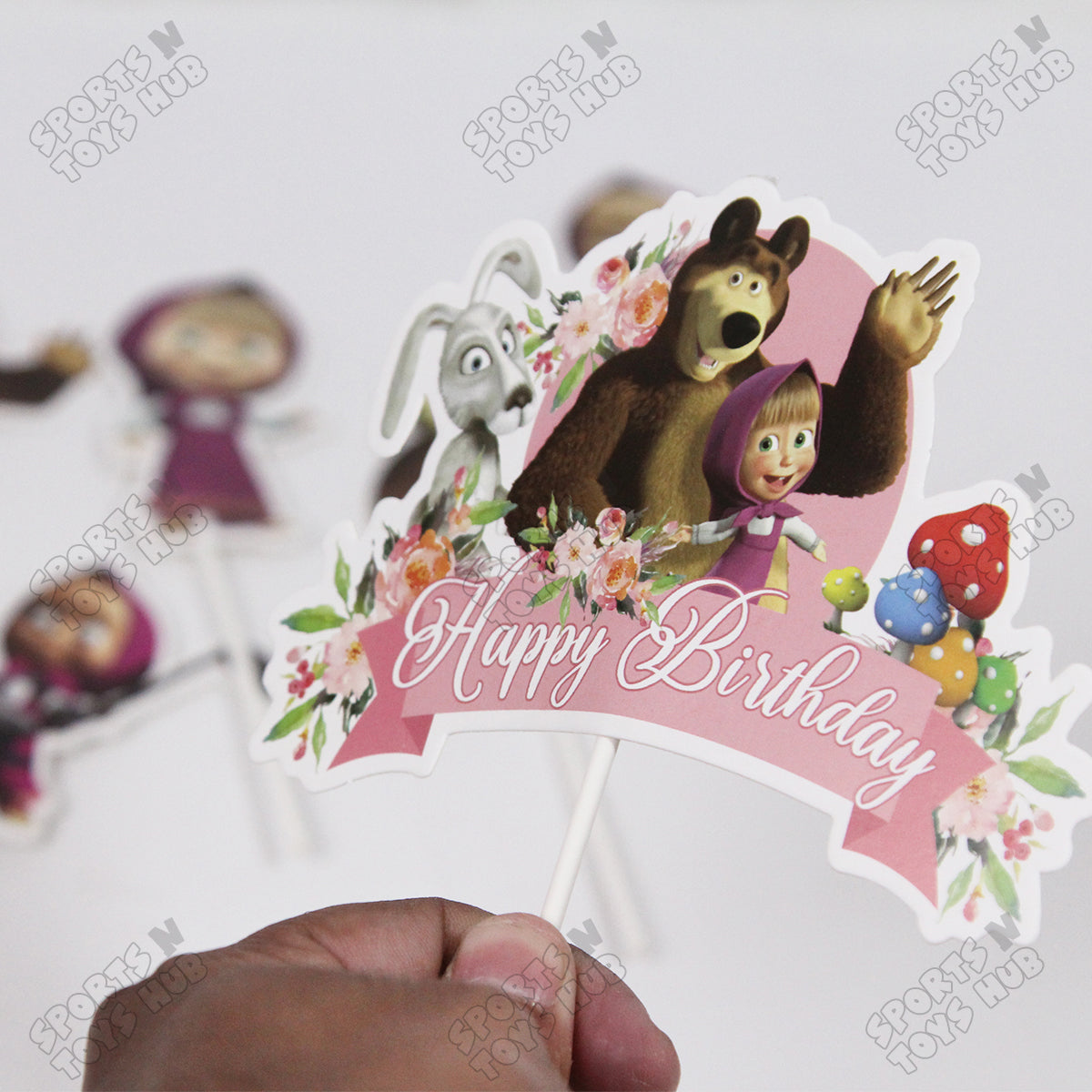 Cartoon Characters HBD M@sha & The Bear Cake Topper - 6 Pcs