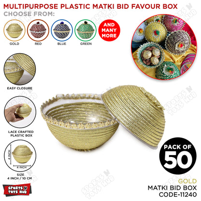 Zari Lace Crafted Plastic Matki Nikkah Bid Favor Boxes