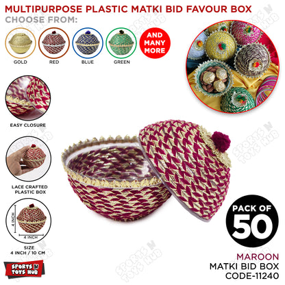 Lace Crafted Plastic Matki Favor Boxes for Nikkah Bid