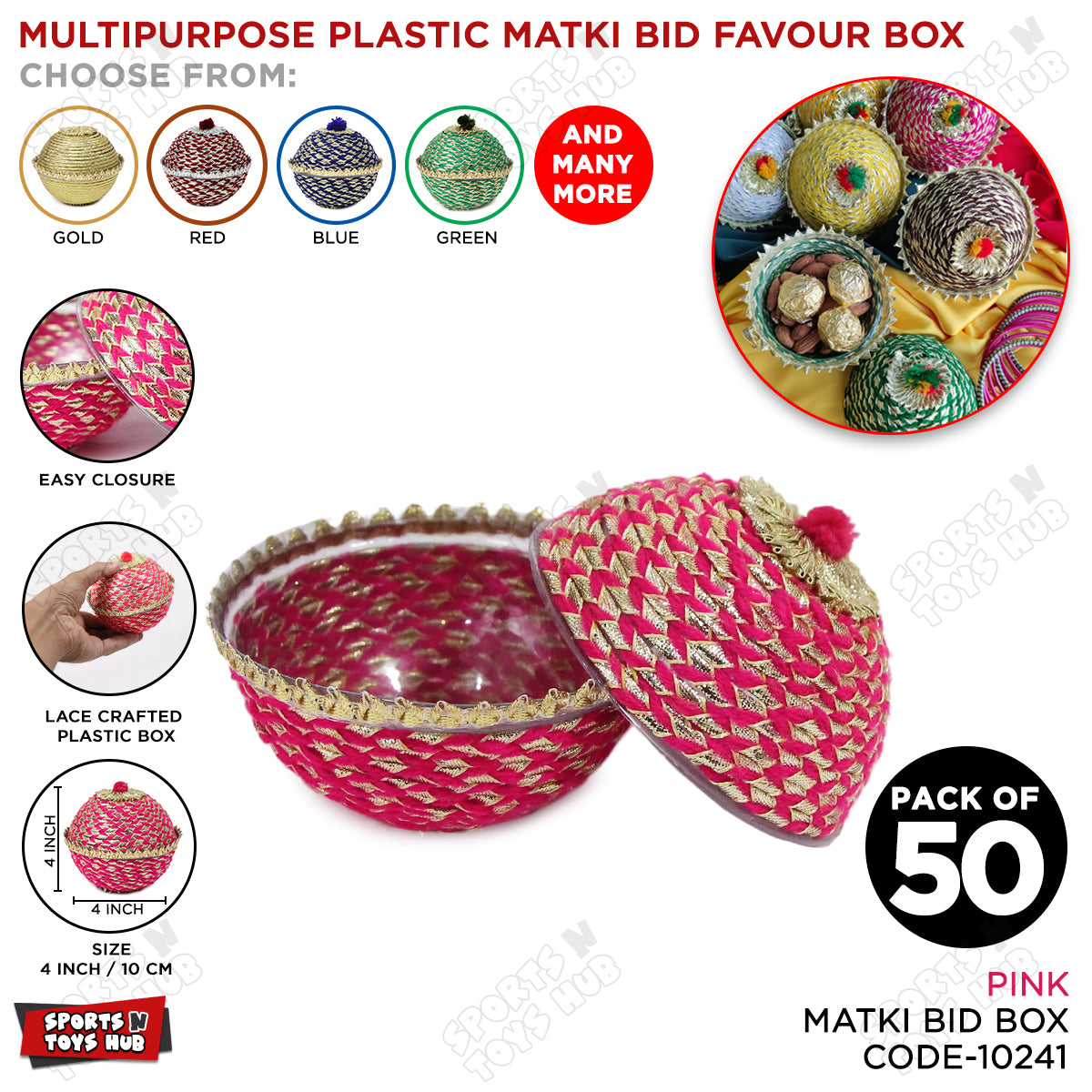 Lace Crafted Plastic Matki Favor Boxes for Nikkah Bid