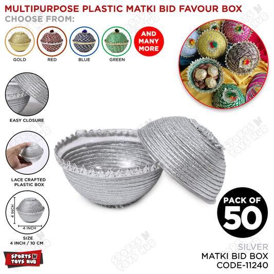 Zari Lace Crafted Plastic Matki Nikkah Bid Favor Boxes