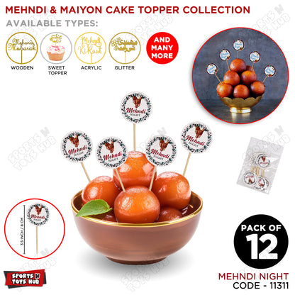 Mehndi Night Sweet & Cup Cake Toppers - Pack Of 12
